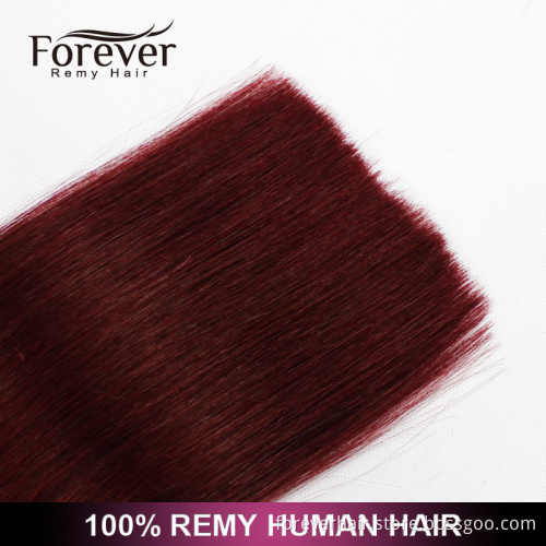 Forever factory price high quality 100 real Indian remy human 99J double drawn pre bonded hair extensions